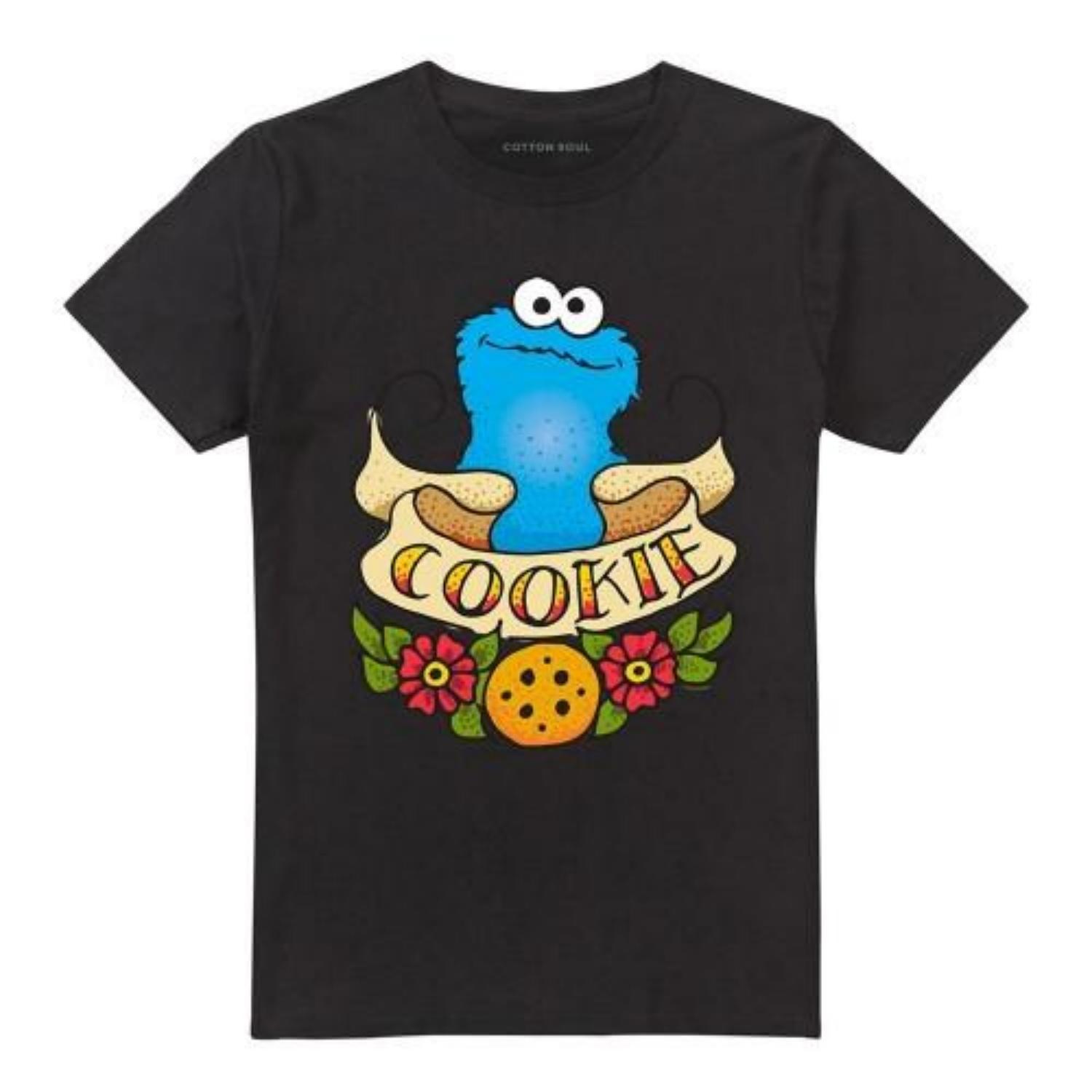 Sesame Street Unisex Adult Cookie Monster Tattoo T-Shirt S