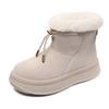 GKTINOO Women Snow Boots Quality Cow Suede Leather Round Toe Slip On Flat Platform Thick Plush Winter Warm Ankle Boots