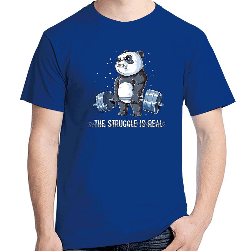 Panda The Struggle Is Real Weightlifting Fitness Gym Funny Graphic Tees Summer New Shirts And Tshirts Cotton Unisexs Print T Shirt