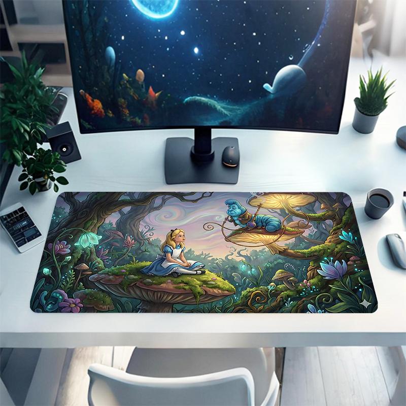 1Pc Alice Wonderland Gaming Mouse Pad Keyboard Desk Mat Non-slip Rubber Lock Edge Waterproof Computer Mousepad for Office Home Decor Y1203