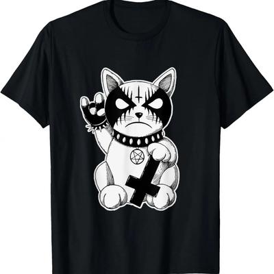 Black Metal Cat Goth and Death Metal T-Shirt