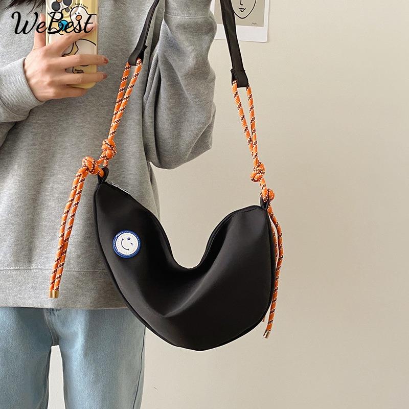 

New Shoulder Crossbody Bag Unisex Fashion Sport Trendy New Release Student Canvas Dumpling Bag білий