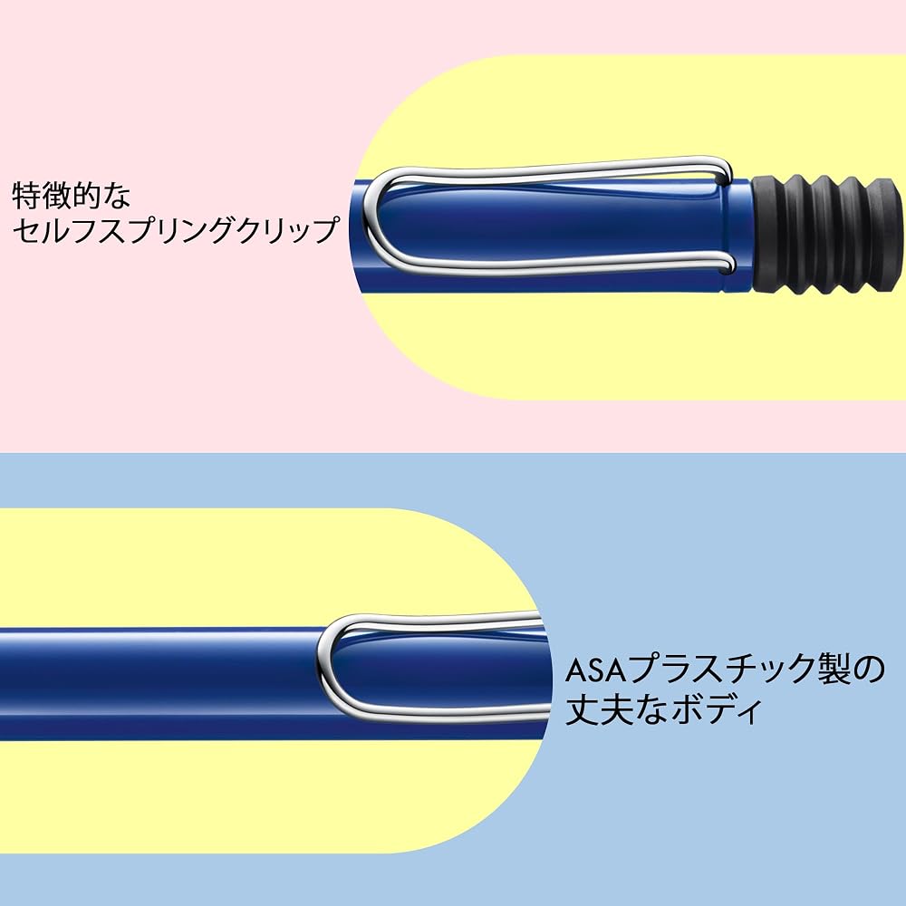 LAMY (Ramy) Safari Blue Ballpoint Pen - Ergonomic Grip Line Width M - Comfortable for Long Writin...