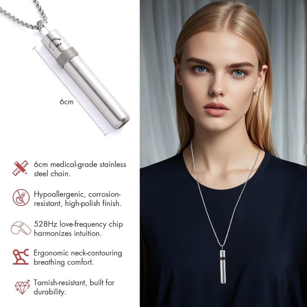 Stainless Steel Breathing Resistance Whistle Necklace Yoga Meditation Necklace  Female Lady Girl