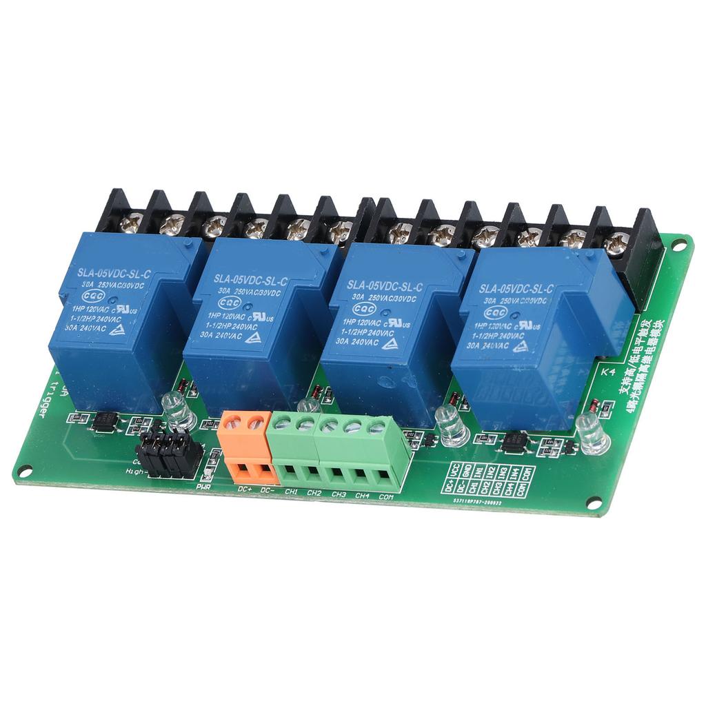 4-Kanal-Relaismodul, 30 A, Hoch-/Niedrigpegel-Stromrelaismodul mit Isolations-Optokoppler, 5 V