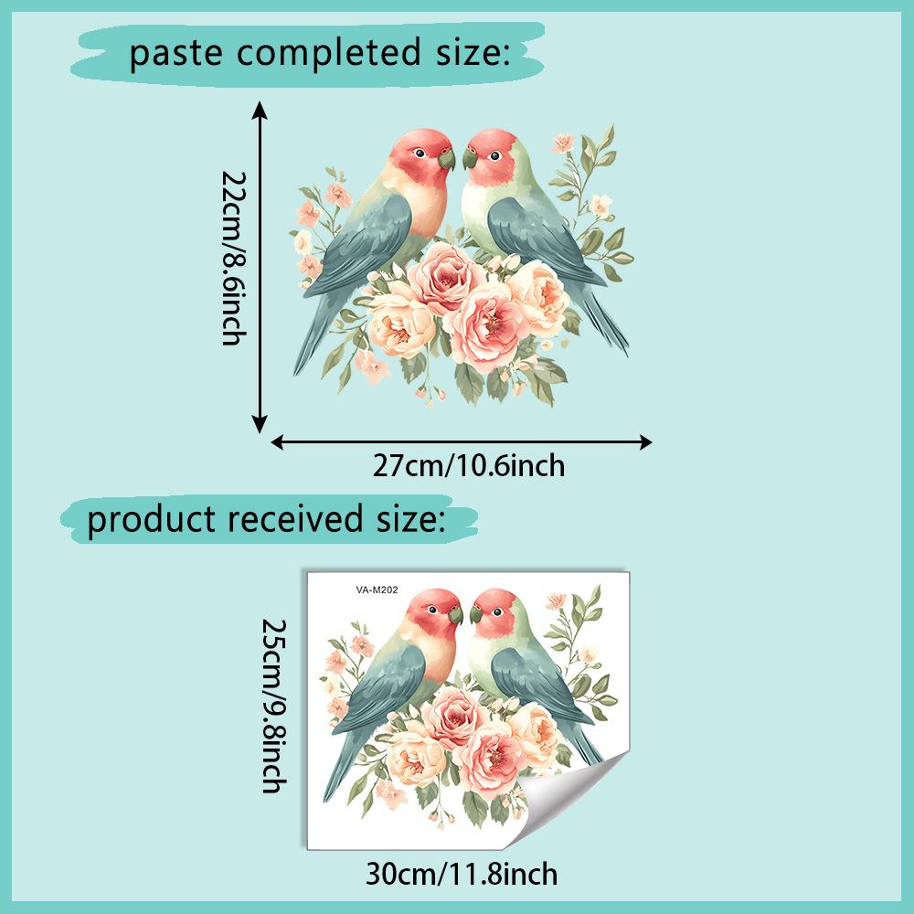 Watercolor Flower Bird Home Bathroom Toilet Sticker Decoration Wall Stickers Wallpaper Bathroom Bedroom Decoration
