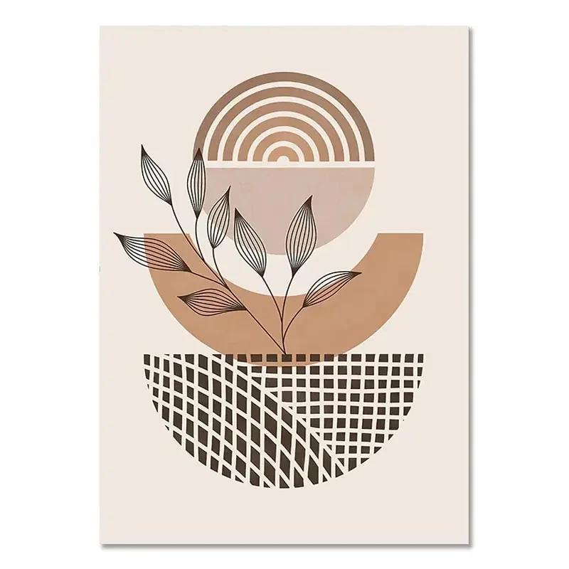 Bohemian Light Block Canvas Poster Vintage Minimalist Line Leaf Wall Art Prints For Modern Living Room & Scandinavian Home Decor