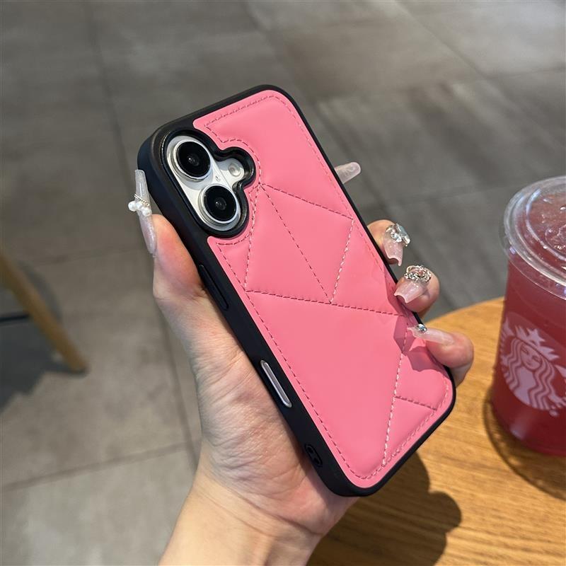 Down jacket Matte Leather Phone Case For iPhone 11 12 13 14 15 16 Pro Max Plus Protection Shockproof Silicone Cover