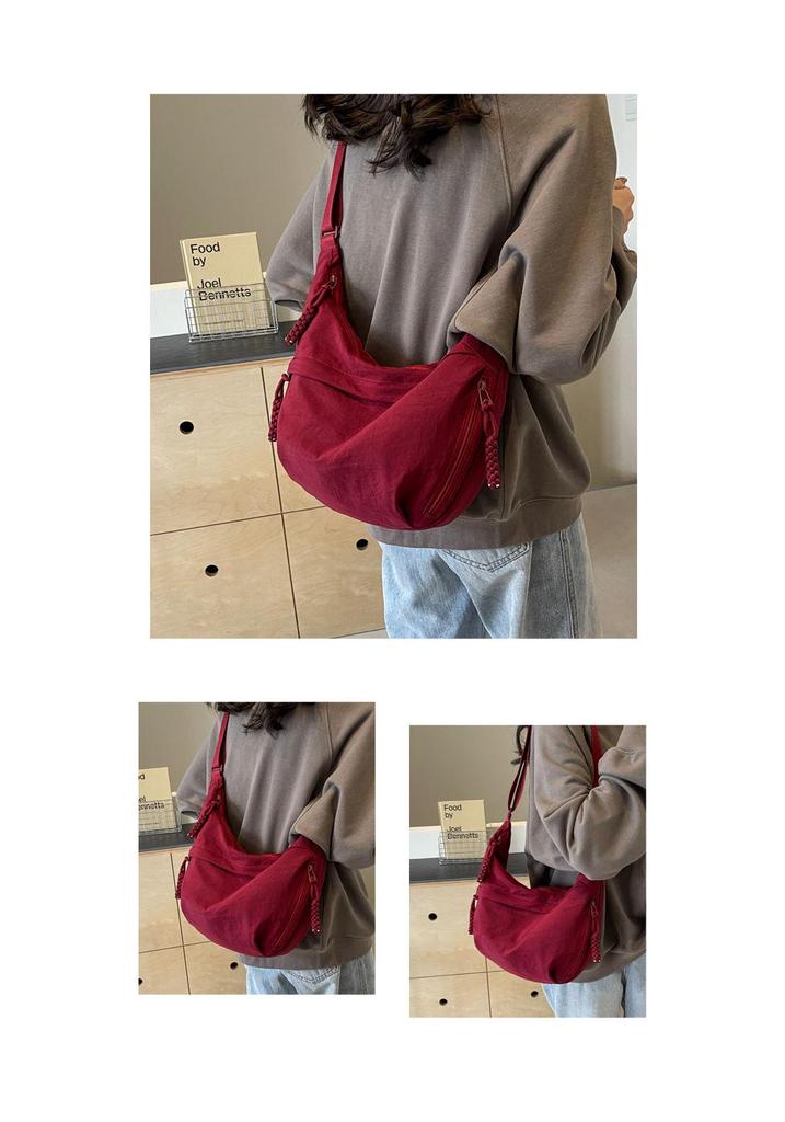 Women's Versatile Retro Nylon Crossbody Bag - Large Capacity Single Shoulder Dumpling Style