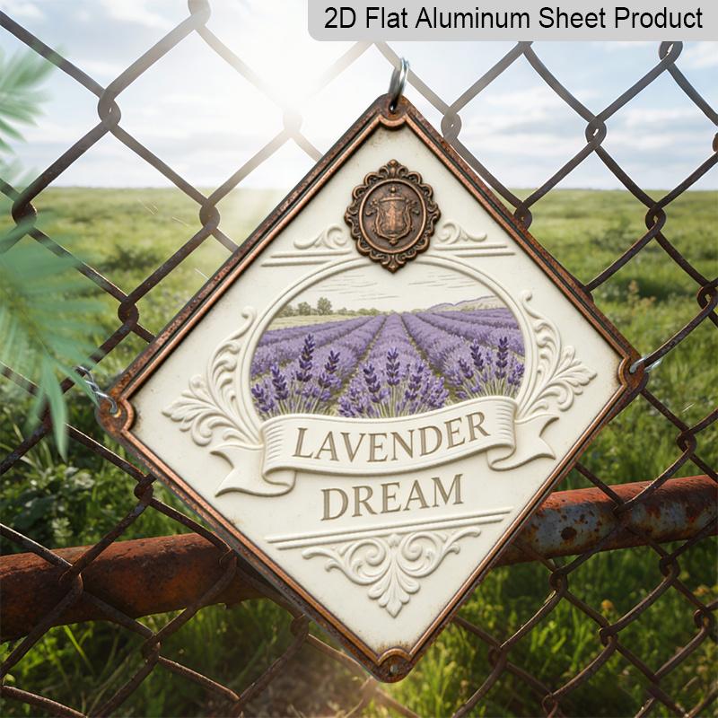 Plano 2D, 1 pieza Decoración de Pared de Flor de Lavanda - Letrero Metálico de Campo de Lavanda Vintage Placa de Aluminio Adecuado para Dormitorio, Jardín, Invernadero - Planta Botánica