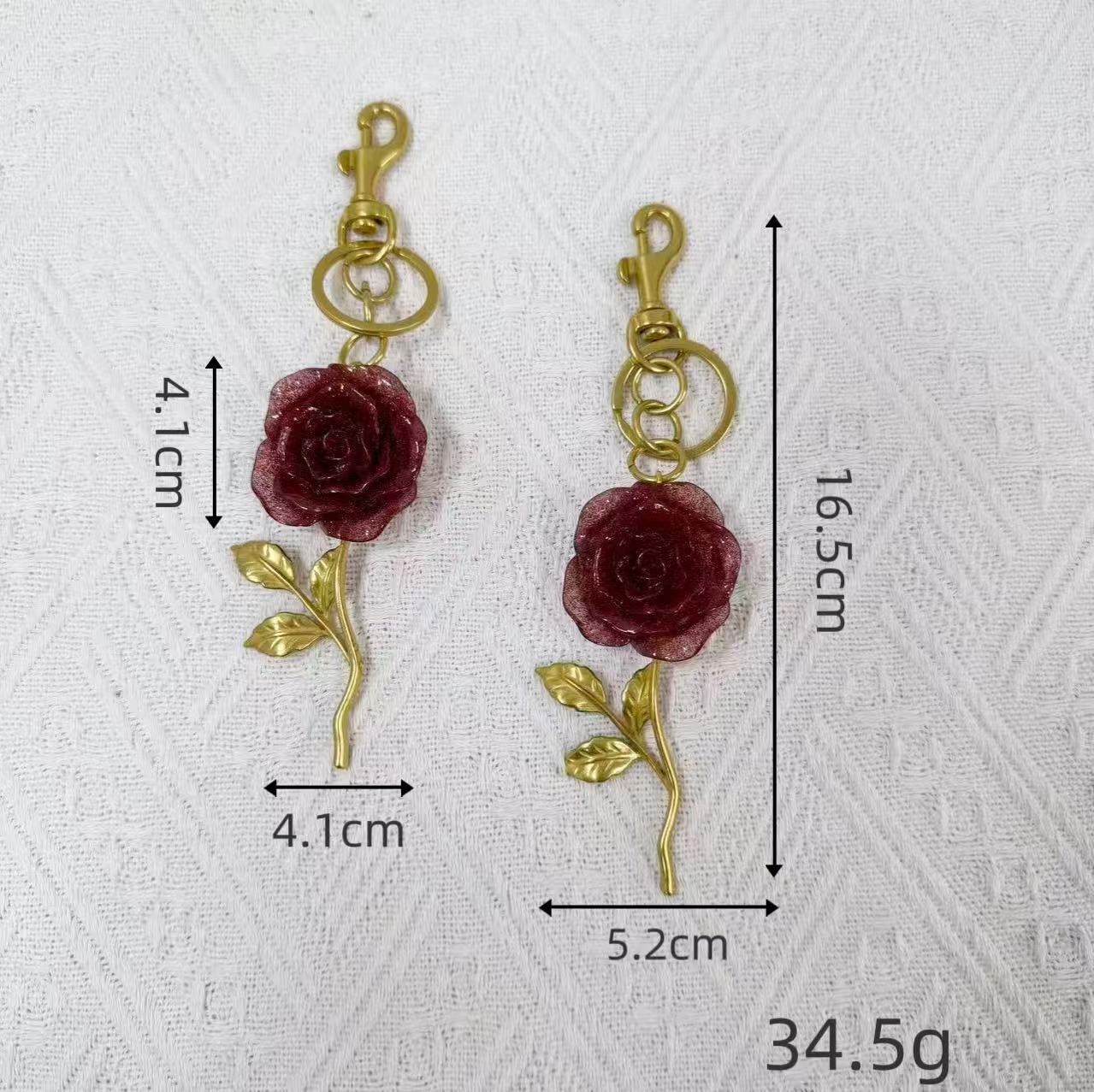 Rose Pendant Camellia Pendant Bag Hanging Keychain Exquisite Bag Keychain Jewelry Accessories красный
