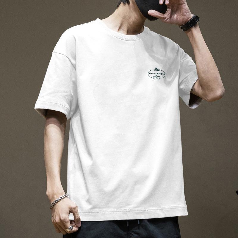 Retro Short Sleeved T-shirt for Men's Summer Fashion Brand Pure Cotton T-shirt with Fashionable Pattern