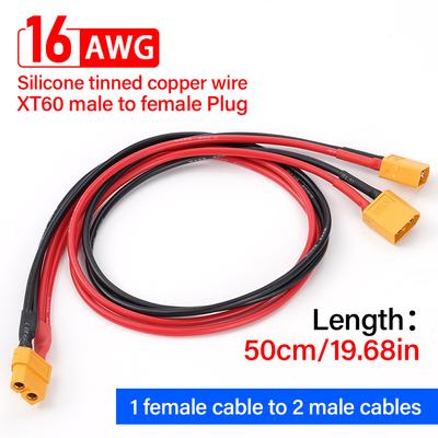 50 cm 16Awg Xt60 żeński wtyk męski wtyk z silikonowym przedłużaczem przewód akumulator do pojazdów kempingowych, wózków golfowych do skuterów elektrycznych