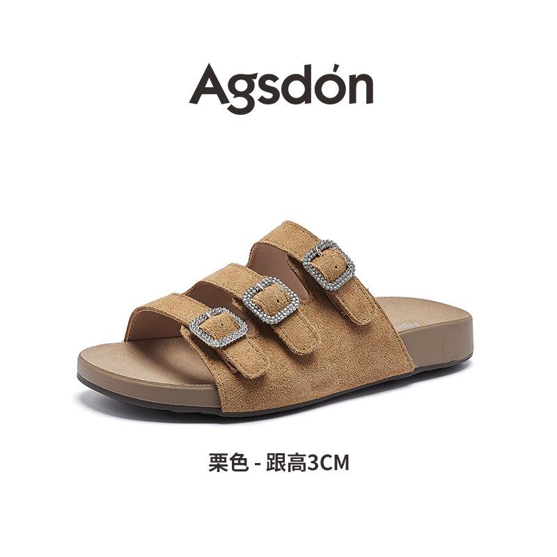 Augustus Denboken Slippers Women's 2025 Summer New Casual Beach Sandals One Pedal Flat Bottom Cool Slippers