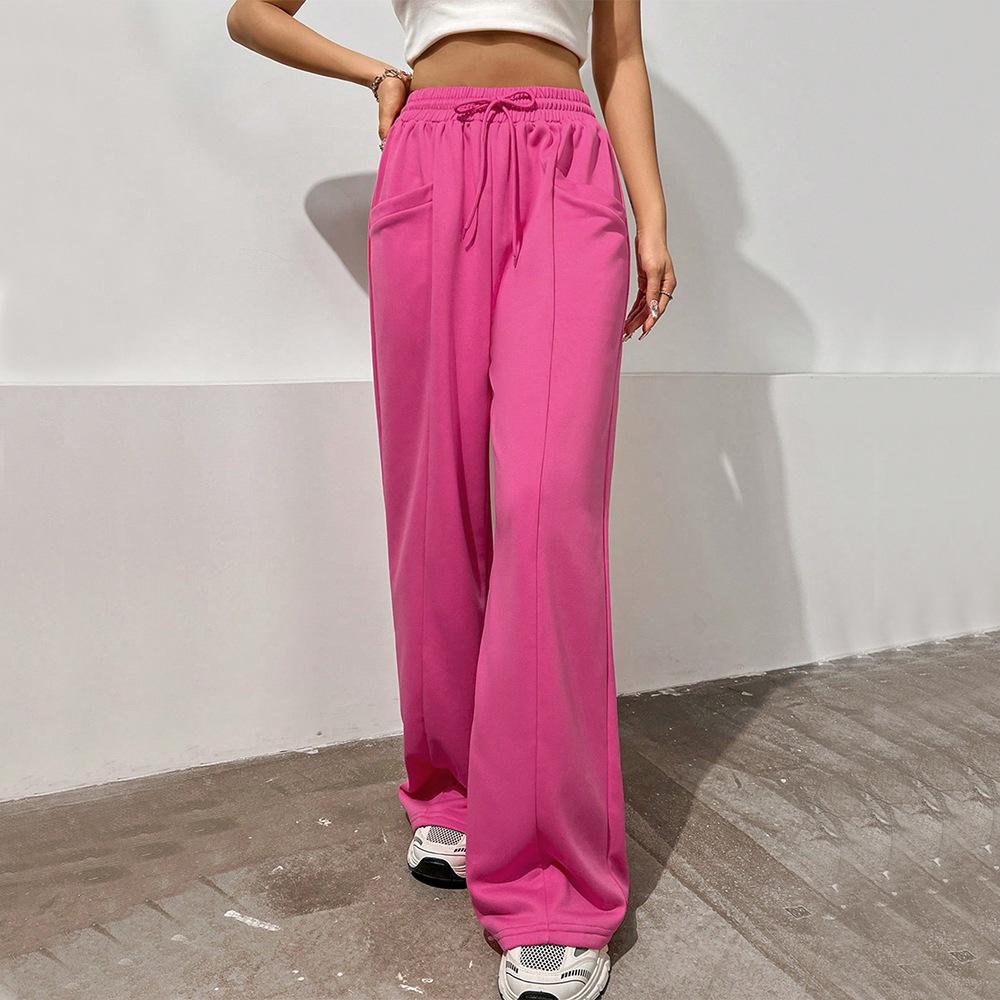 European and American Sweatpants Women's Loose and Thin Mopping Straight Casual Trousers High Waist Wide Leg Trousers Drape Sweatpants