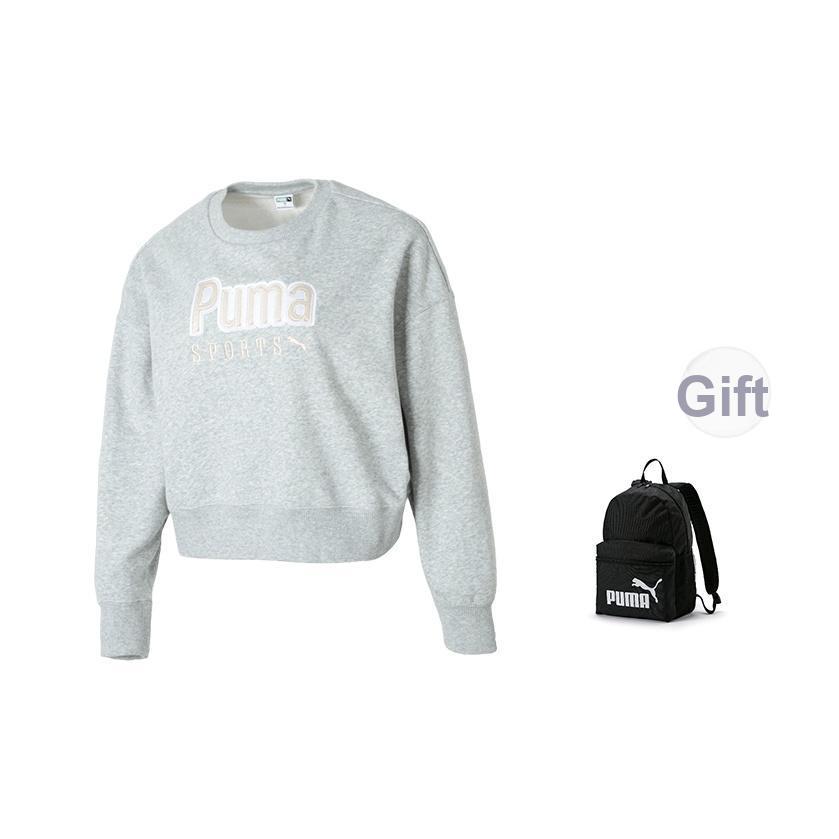 Puma Letter Logo Embroidered Running Sports Fitness Casual American Hoodie Women hoodies Gray 626169-04