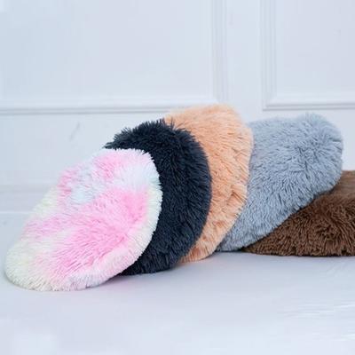 Kreative Weiche Fleece-Katzenmatte Einfarbige Runde Form Hundebett Bequemes Katzennest Alle Jahreszeiten
