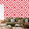 Wallpaper Casual Checkerboard White and Red 50x1000