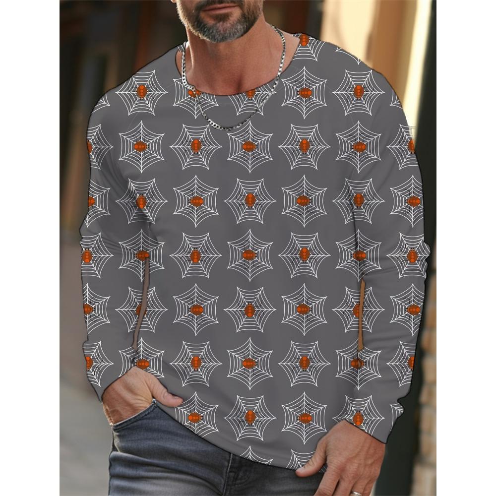 Pánské tričko s dlouhým rukávem s 3D potiskem dýně na Halloween, podzimní a zimní, pánská streetwearová móda, kulatý výstřih, dlouhý rukáv