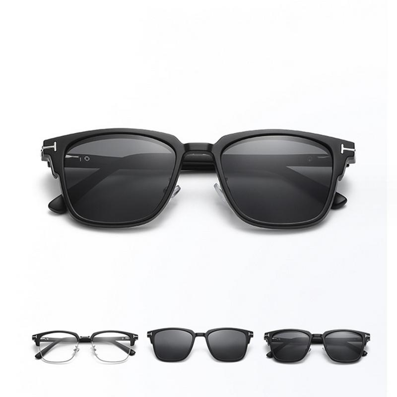 2373 New Retro Set Of Sunglasses For Men Women Square Frame Magnetic Clip Sun Glasses TR Frame -0.5 -1.0 -2 -2.5 -3.0 to -6