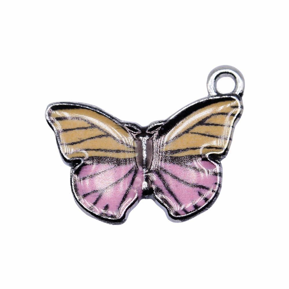 Enamel Charms Multi Color Butterfly Pendants For Floral Themed Jewelry