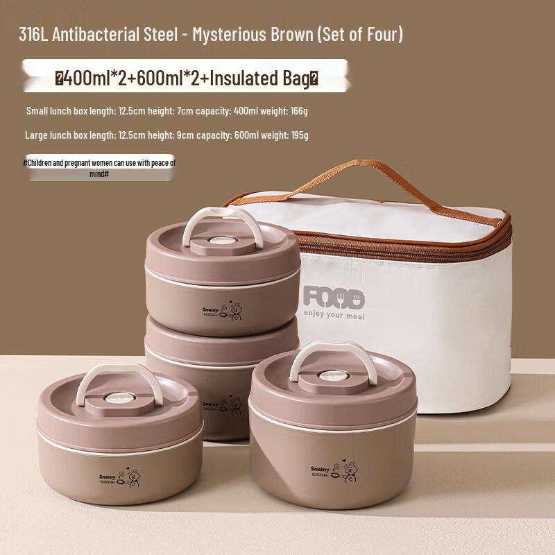 Xihe 316L Stainless Steel Insulated Bowl Set with Insulated Bag