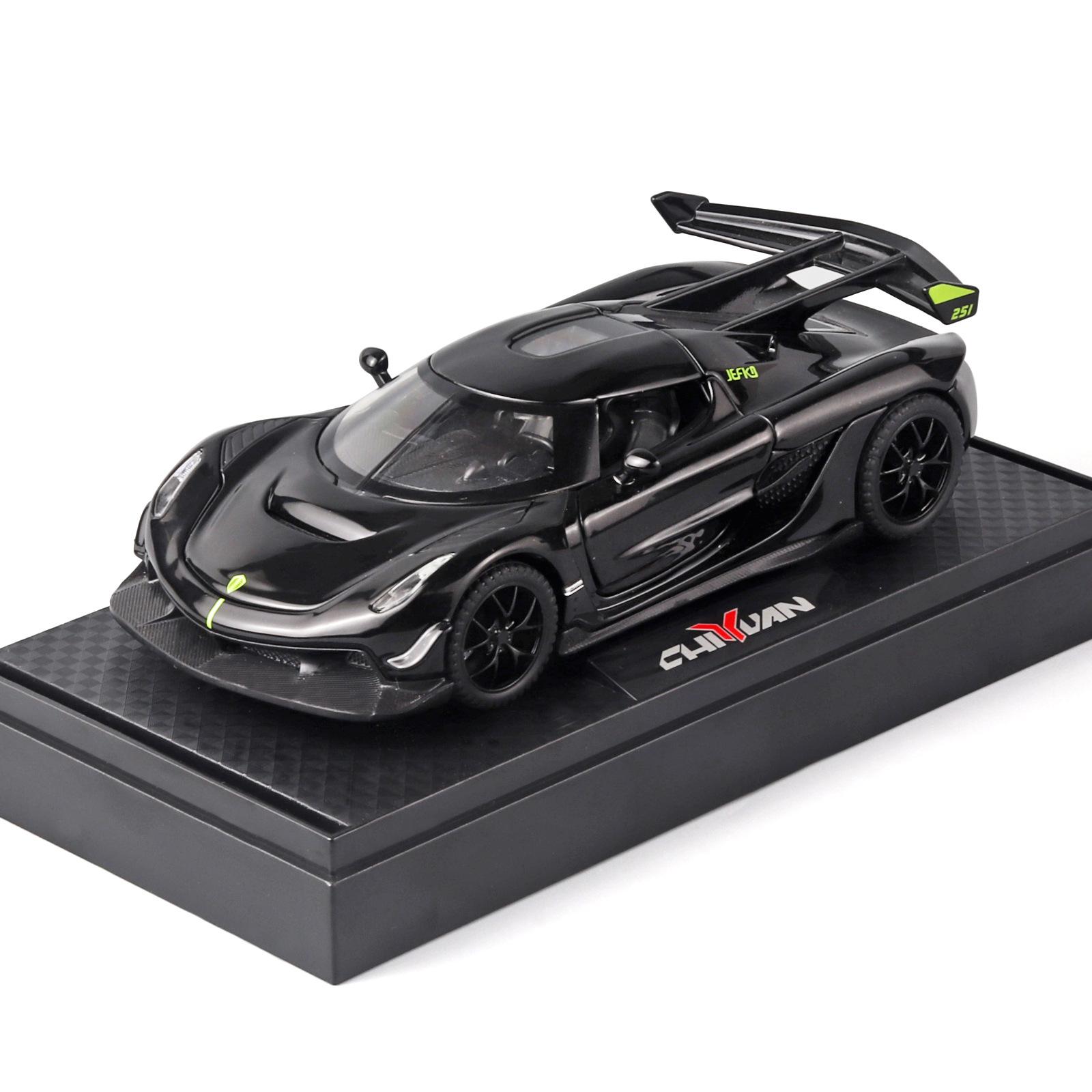 

1/32 Koenigsegg Jesko Attack сплав спортивная модель автомобиля литая металлическая гоночная машина транспортные средства модель имитация звук свет детская игрушка подарок чёрный