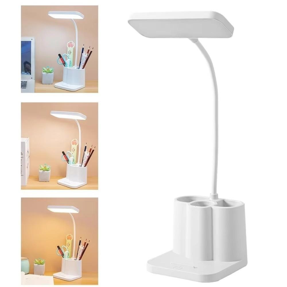 3-Farben Licht Lernschreibtischlampe mit Aufbewahrungsbox Touch-Steuerung LED-Tischlampe Dimmbar Energiesparend USB-wiederaufladbare Lampe