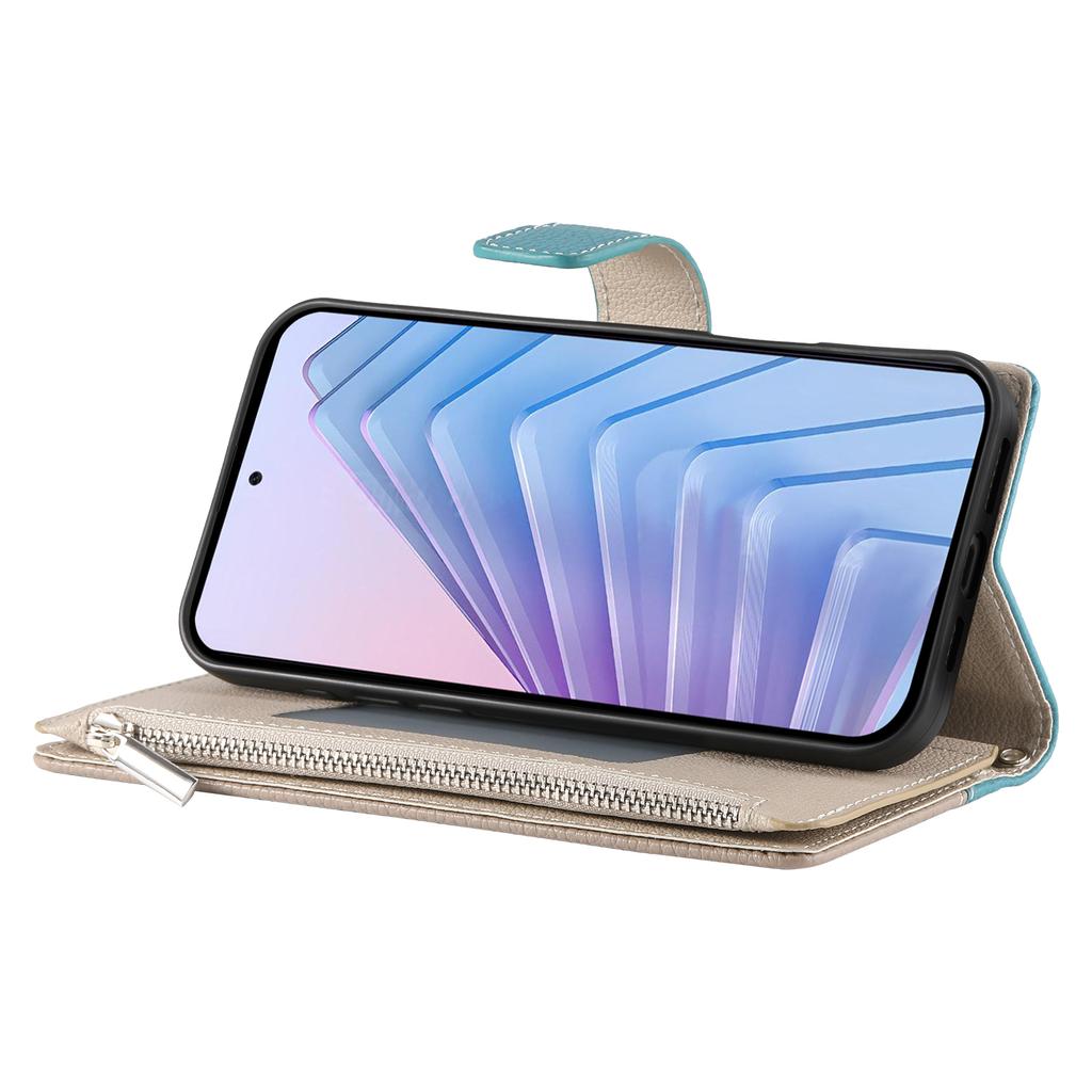 Pentru Xiaomi Redmi Note 14 Pro 4G Husă Portofel cu Fermoar Culoare Îmbinată Piele Husă Tip Carte cu Curele