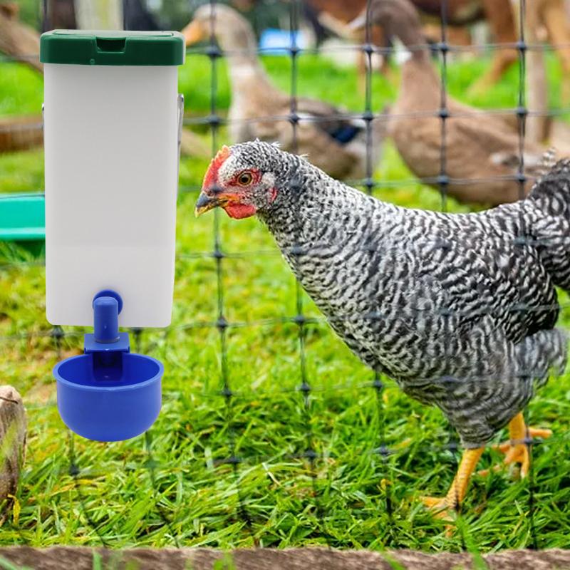 1000ml Rabbit Water Bottle with Red Water Bowl Poultry Chick Auto Automatic Drinker for Chicken Duck
