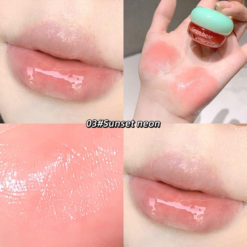 

GEGE BEAR Mirror Lip Glaze, насыщенный цвет губной помады в маленьком круглом горшочке, нежная текстура и натуральный цвет