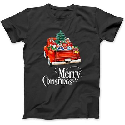 Carroça Vintage Caminhão Vermelho Árvore de Natal Pijama Presente Camiseta OCT Manga Longa Moletom com Capuz Feminino Masculino