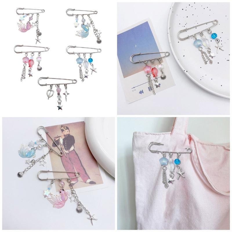 Fish Star Shells Pendant Brooch Exquisites Sweater Pin Fashion Coat Brooch Lapel Pin Brooch Clothing Pin Jewelry