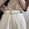 Waist Belt Square Buckle Belt Gold Thin Belt Elegant   Dress Decoration
