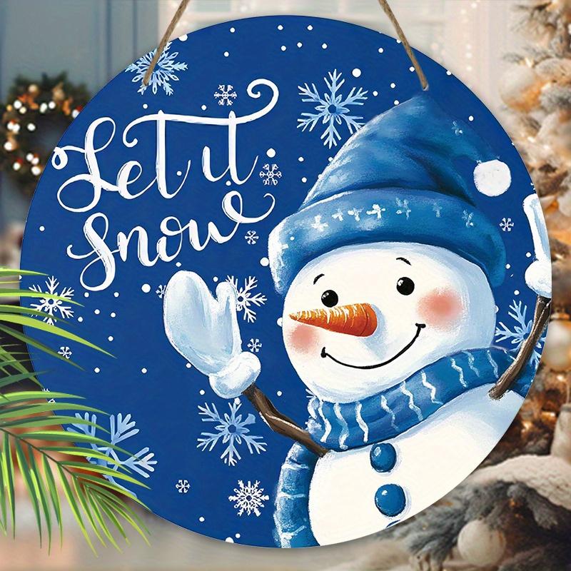 Wooden Christmas Sign with Adorable Snowman Pattern - Navidad Round Sign for Front Door Wall Hanging Decor - Ideal Christmas Gift