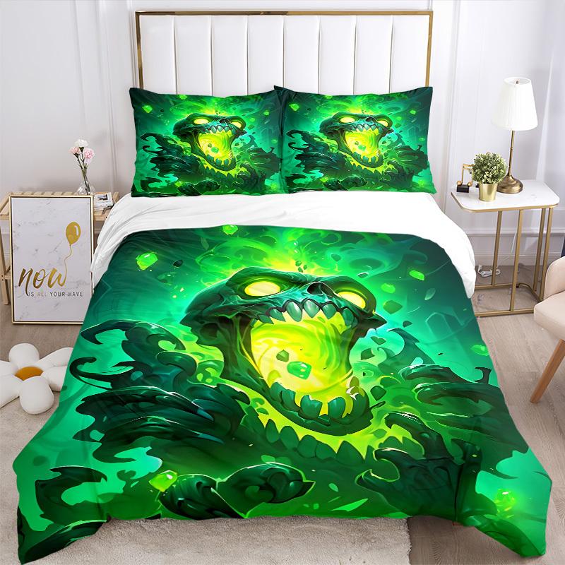 3pcs Monster "Greenery" Bedding Set, Includes 1 Comforter + 2 Pillowcases, Without Pillow Inserts, Soft Comfortable, Lightweight Breathable,