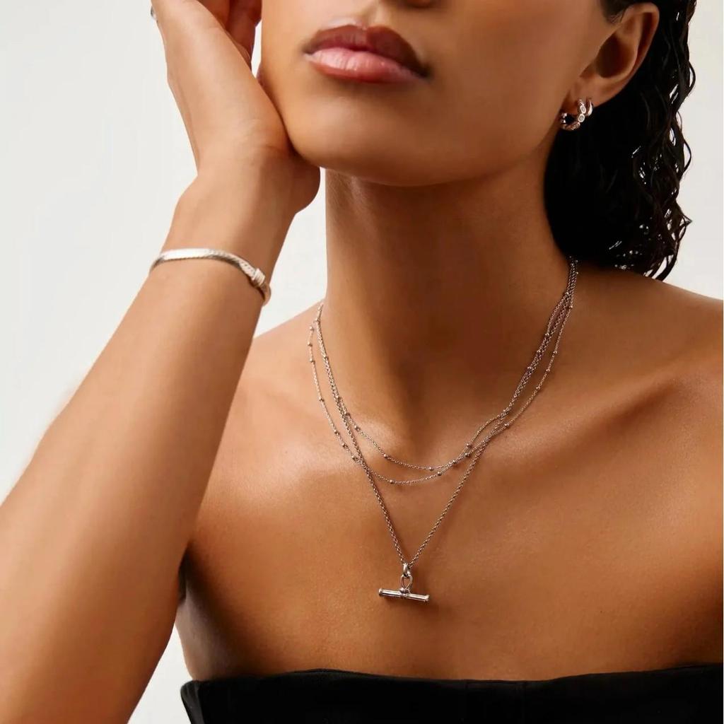 T-Shaped Multi-layer Stackable Necklace: Hip Hop Cuban Link with Niche Design