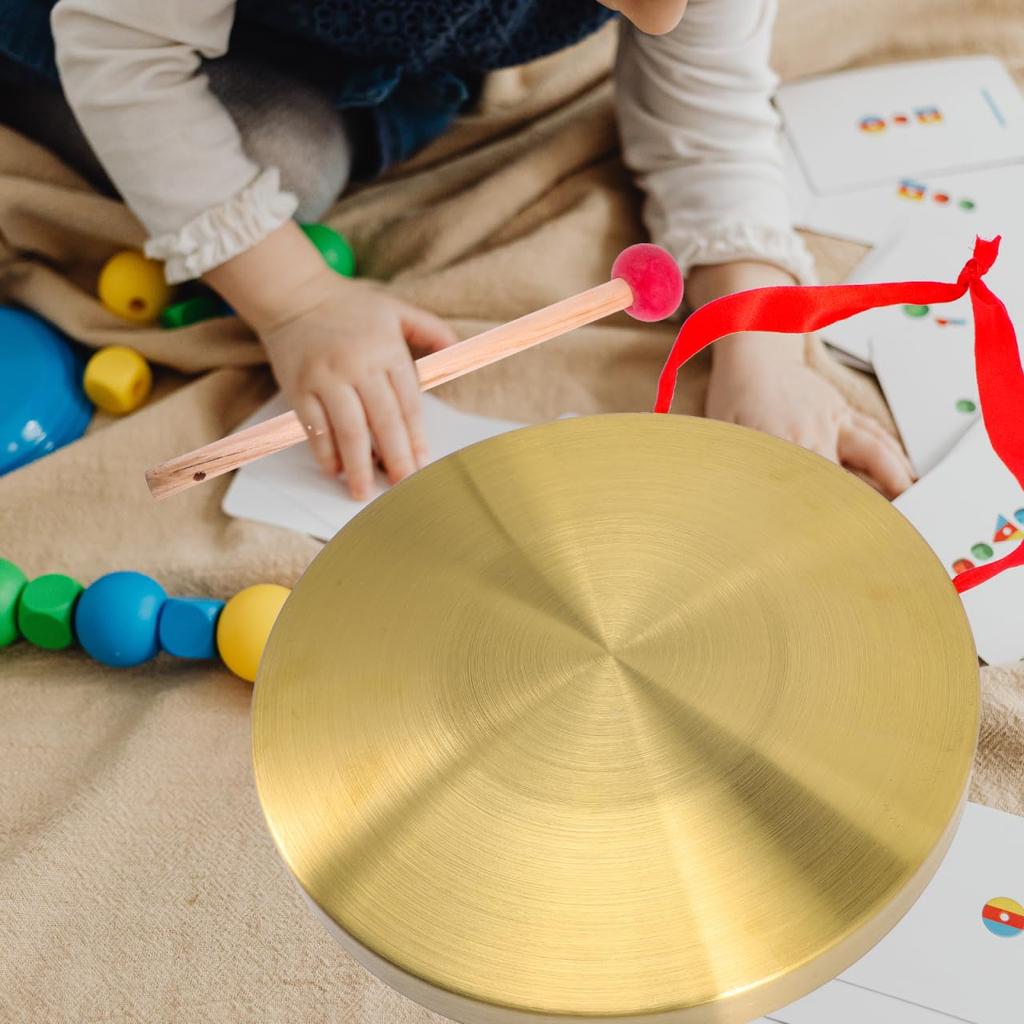 EXCEART Gong, 32cm Gold, Percussion Drum, Signal Drum, Copper Steel with Play Hammer, Mallet and Hanging Cord Set, Perfect for Openings,