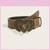 Heart Retro Shaped Alloy Buckle Leather Belt Rivet Embellishments Young Adult