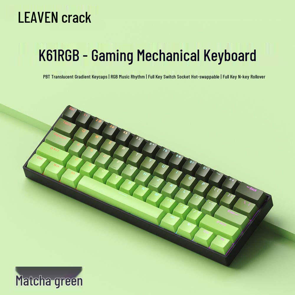 K61 Compact RGB Mechanical Keyboard - 61-Key Portable for Laptop & Office Gaming with Blue, Brown, Red Switch Options