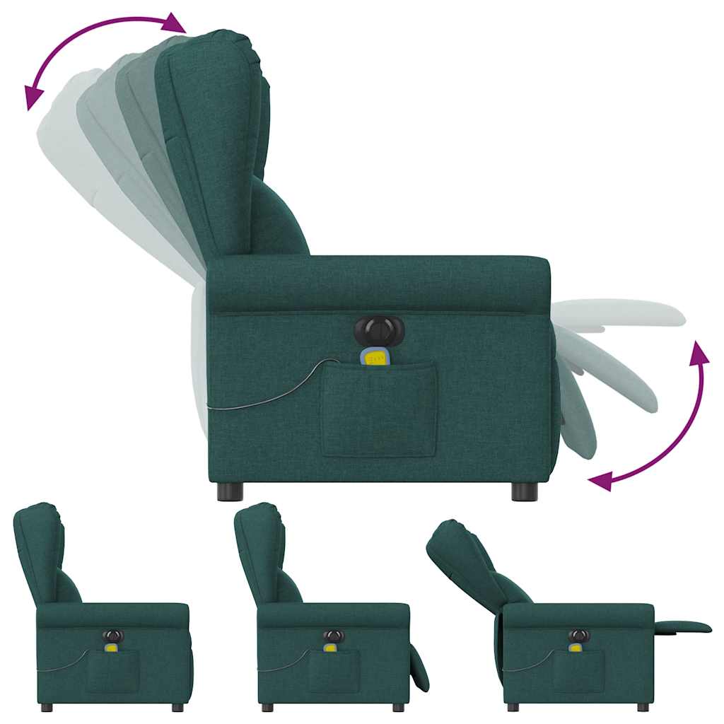 Electric Massage Recliner Dark Green Fabric