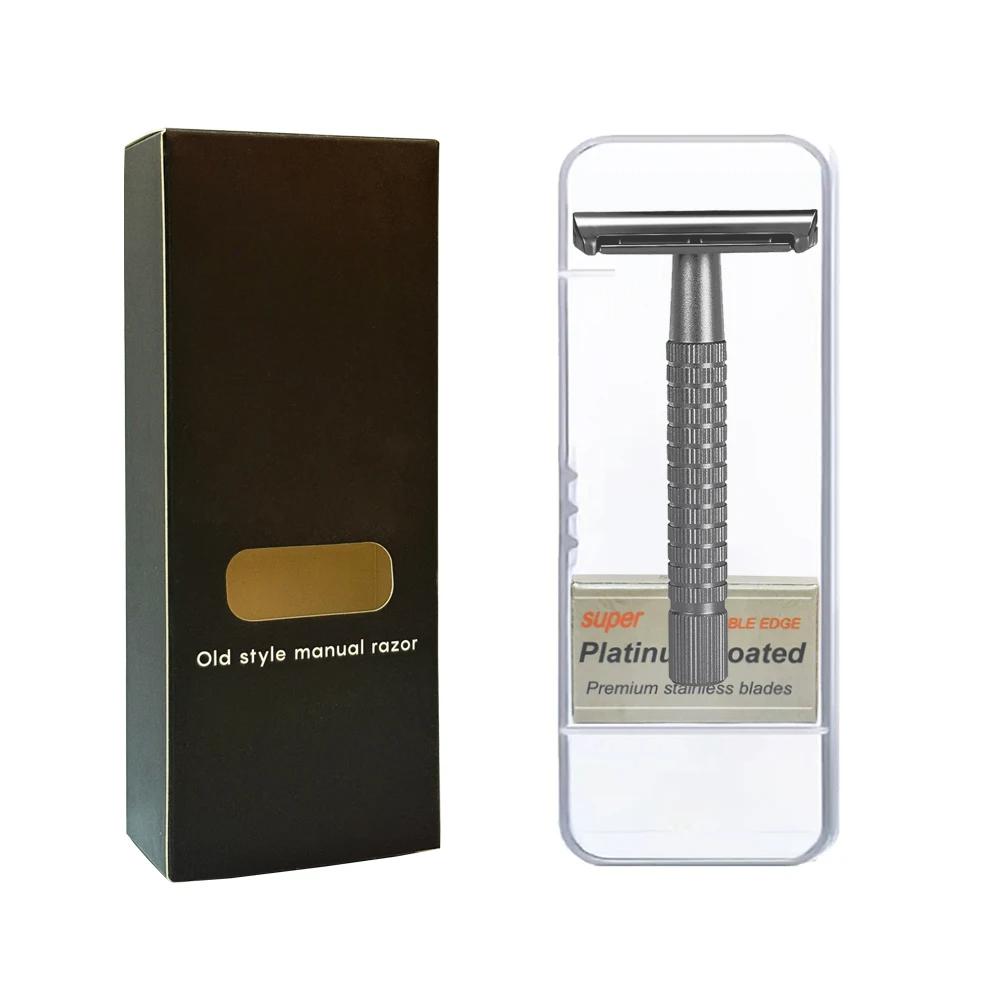 

Классическая безопасная бритва из алюминиевого сплава с короткой ручкой, бритвенный станок для мужчин с 5 супер лезвиями