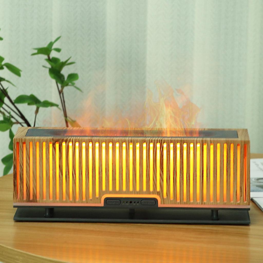Striped 3D Flame Aroma Diffuser & Humidifier with Light - Ideal for Bedroom & Air-Conditioned Rooms
