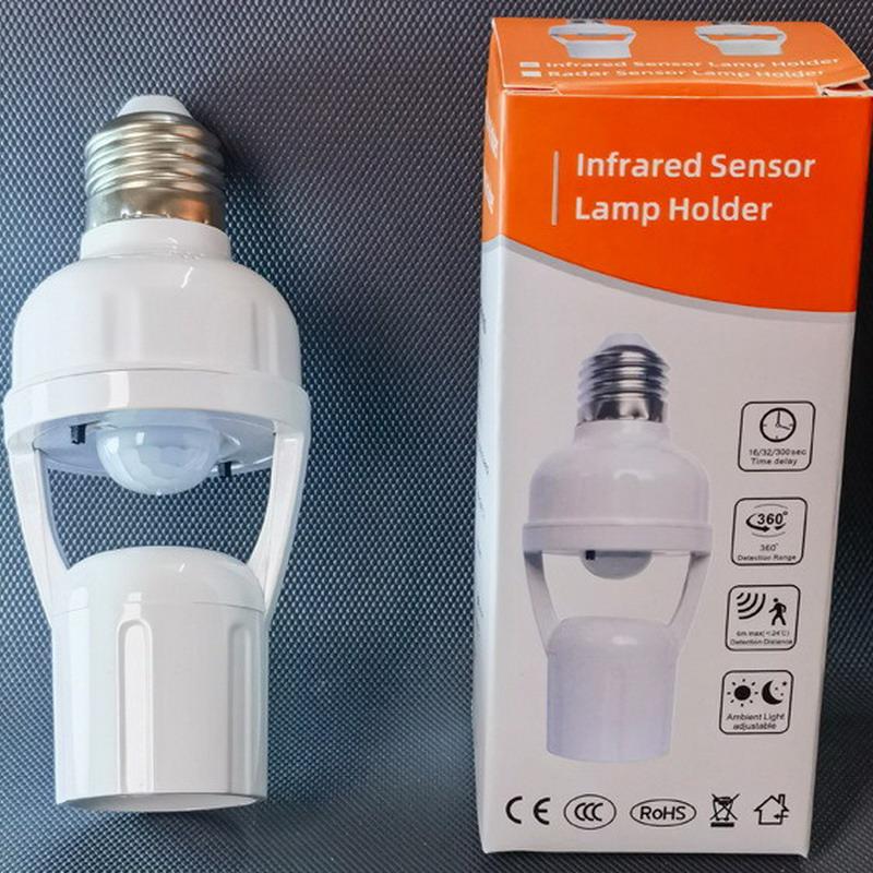 360 Degrees Human Induction Motion Sensor Lamp Socket Base AC85-265V Delay Time Switch E27 Base Holder Socket Adapter