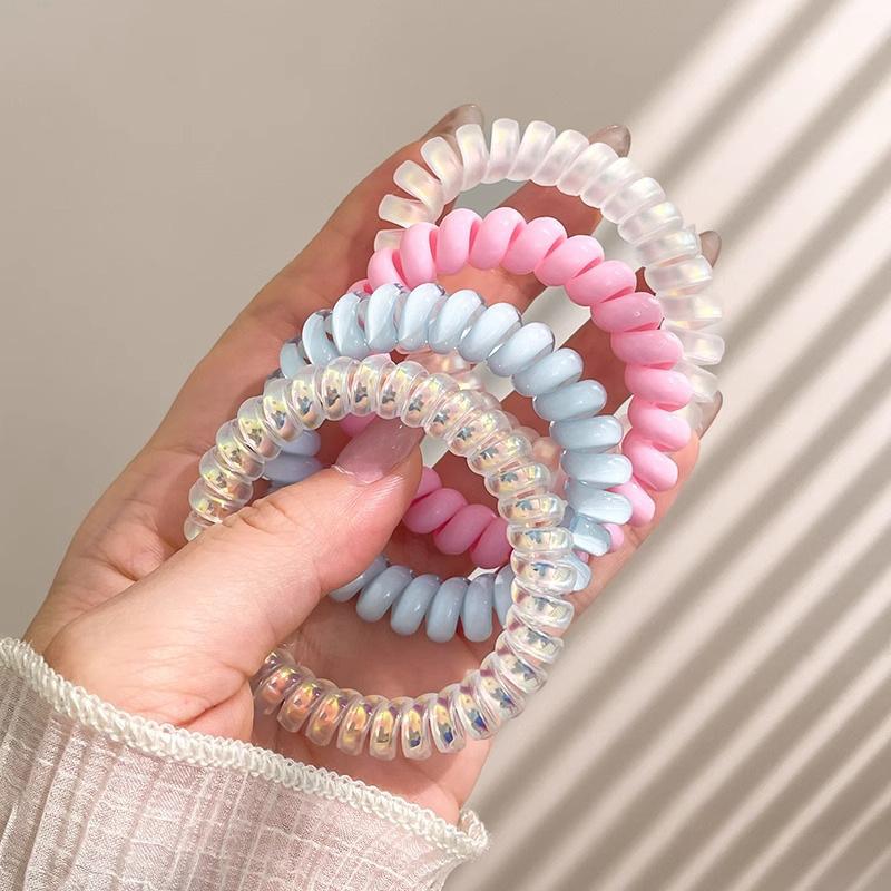 4PCS/Set Solid Color Telephone Wire Elastic Hair Bands Women Girls Cord Rubber Band Stretch Hair Accessories Headband Gum Holder