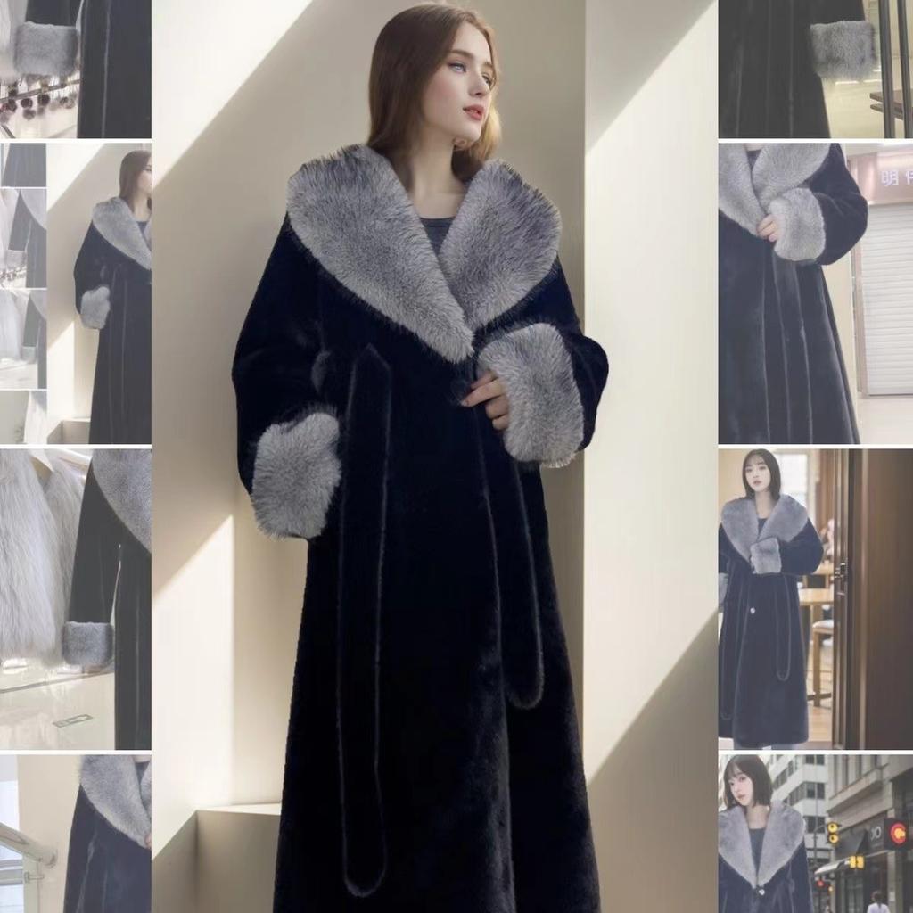 Female Fox Collar Full Mink Fur Luxurious Temperament Faux Fur Coat