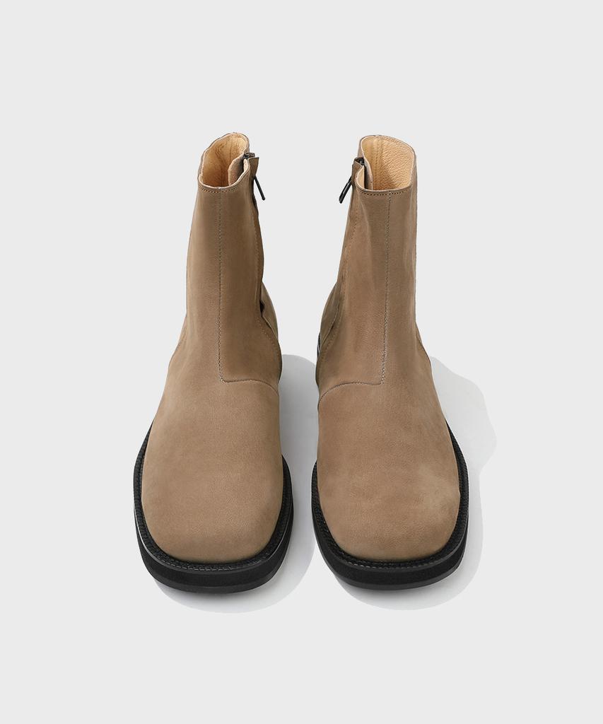 Firenze Atelier [Vibram] Nobo_Bold Shape Hidden Zip-Up Boots 3500 [Beige Nubuck]