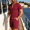 Men's Summer New Short Sleeved Sets Solid Color Casual Versatile Round Collar T Shirts Shorts Suit Man's Clothing Two-Piece Suit