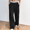 Casual Commuter Color Matching Belt Wide-leg Suit Pants
