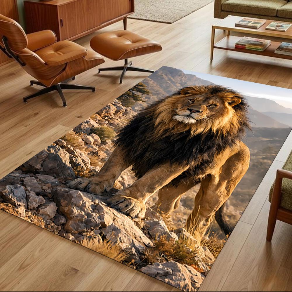 Lion And Cub Bond Non-Slip Home Carpet Design for Office Decor Living Room Bedroom Gift